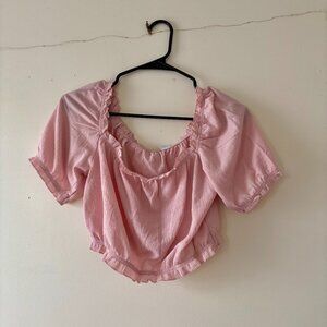 H&M pink puff sleeve crop top